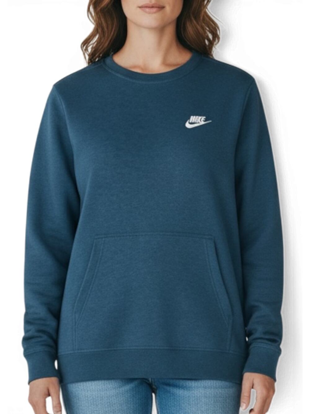 Nike Sportswear Blue Fleece Crewneck Sweatshirt Swoosh Pullover XL